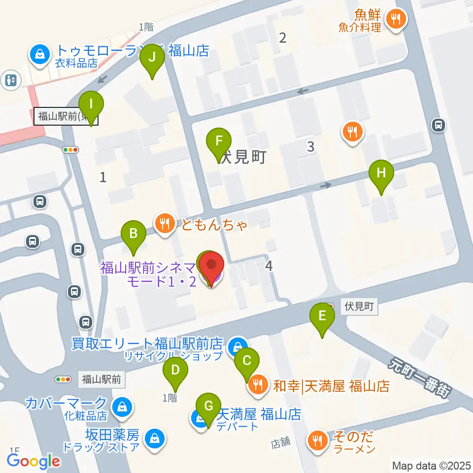 福山駅前シネマモード周辺のカフェ一覧地図