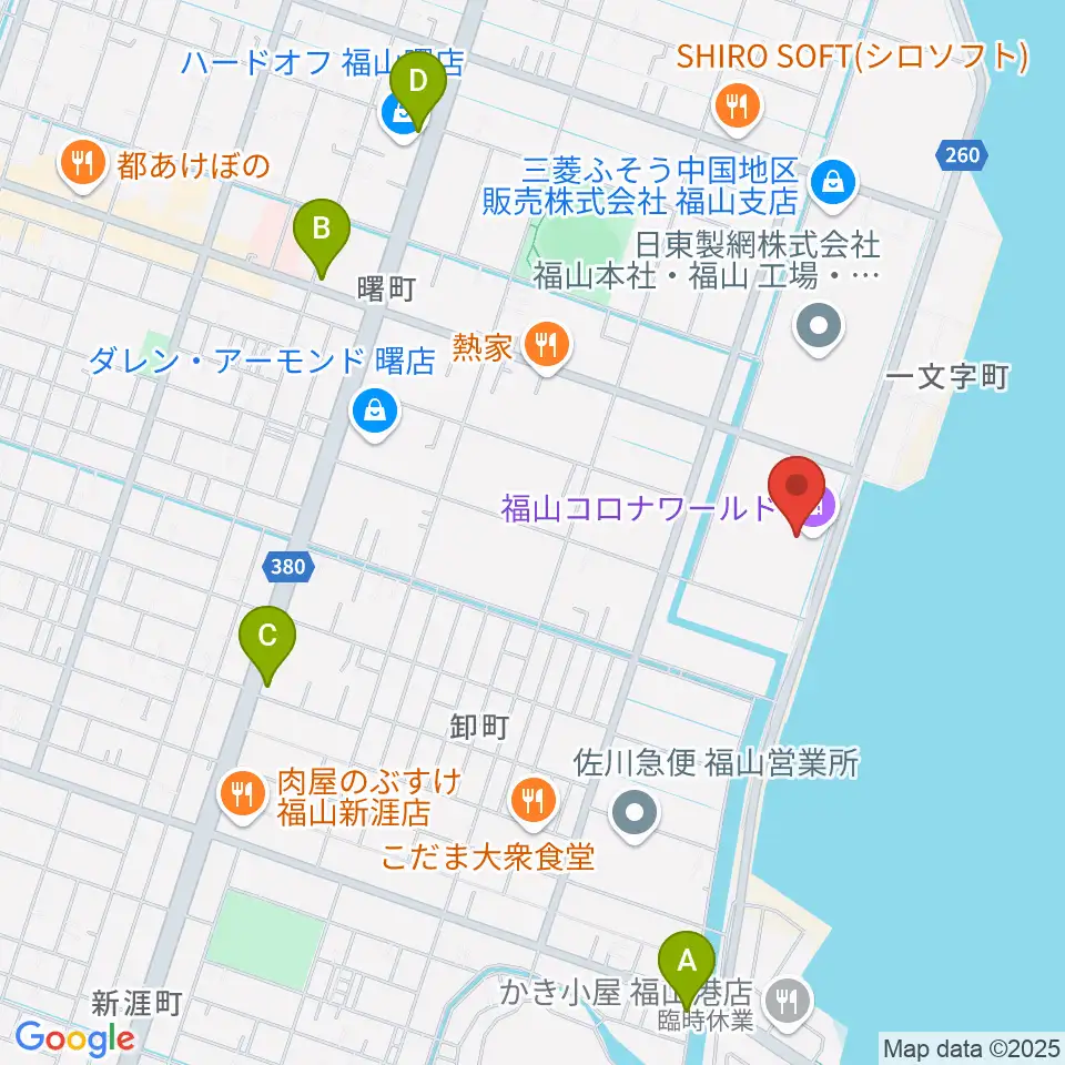 シネマワールド福山周辺のカフェ一覧地図