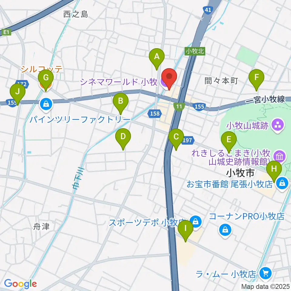 シネマワールド小牧周辺のカフェ一覧地図