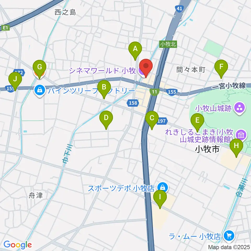 シネマワールド小牧周辺のカフェ一覧地図