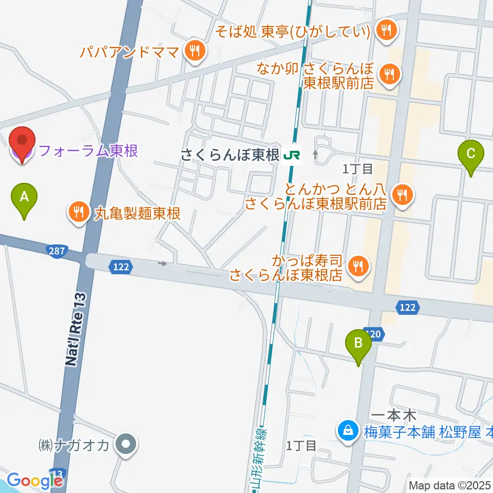 フォーラム東根周辺のカフェ一覧地図