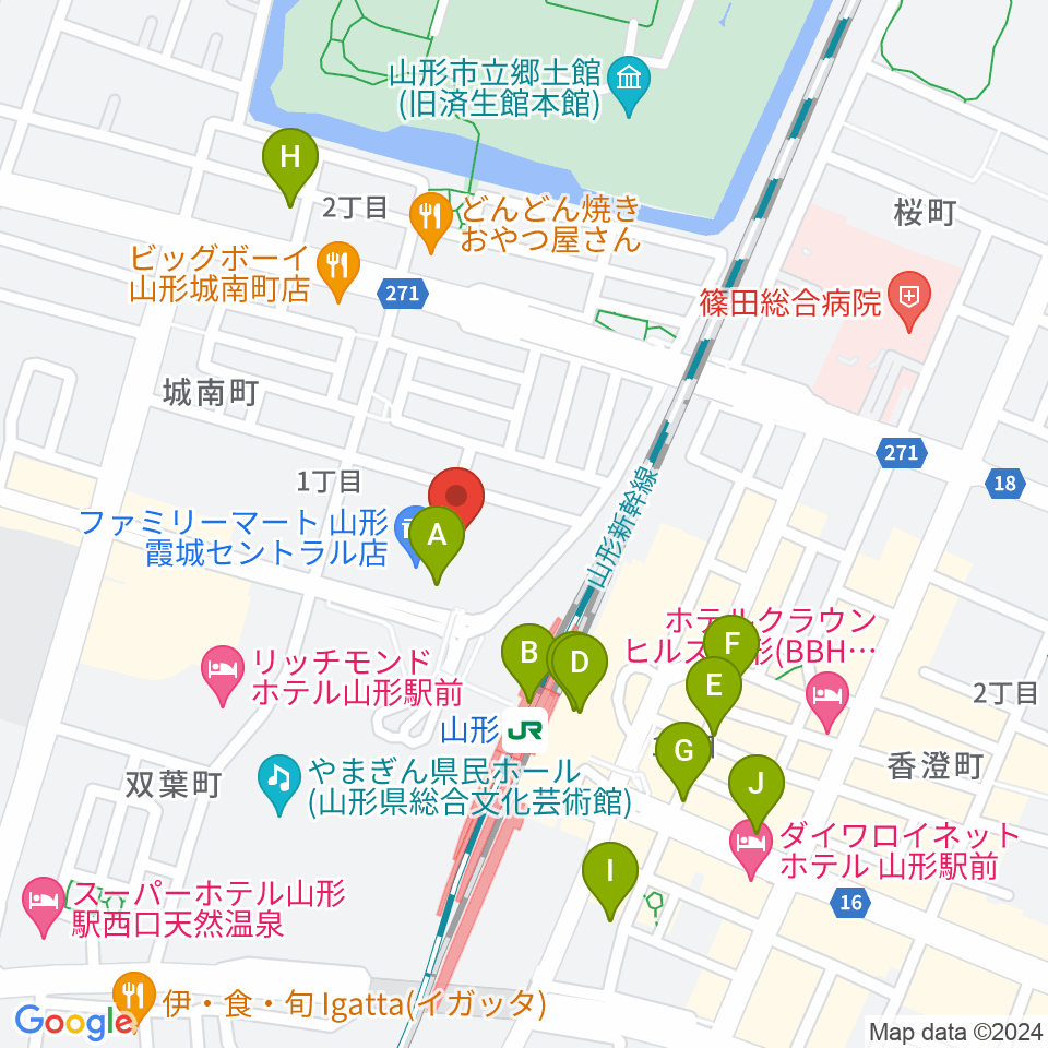 ソラリス山形周辺のカフェ一覧地図