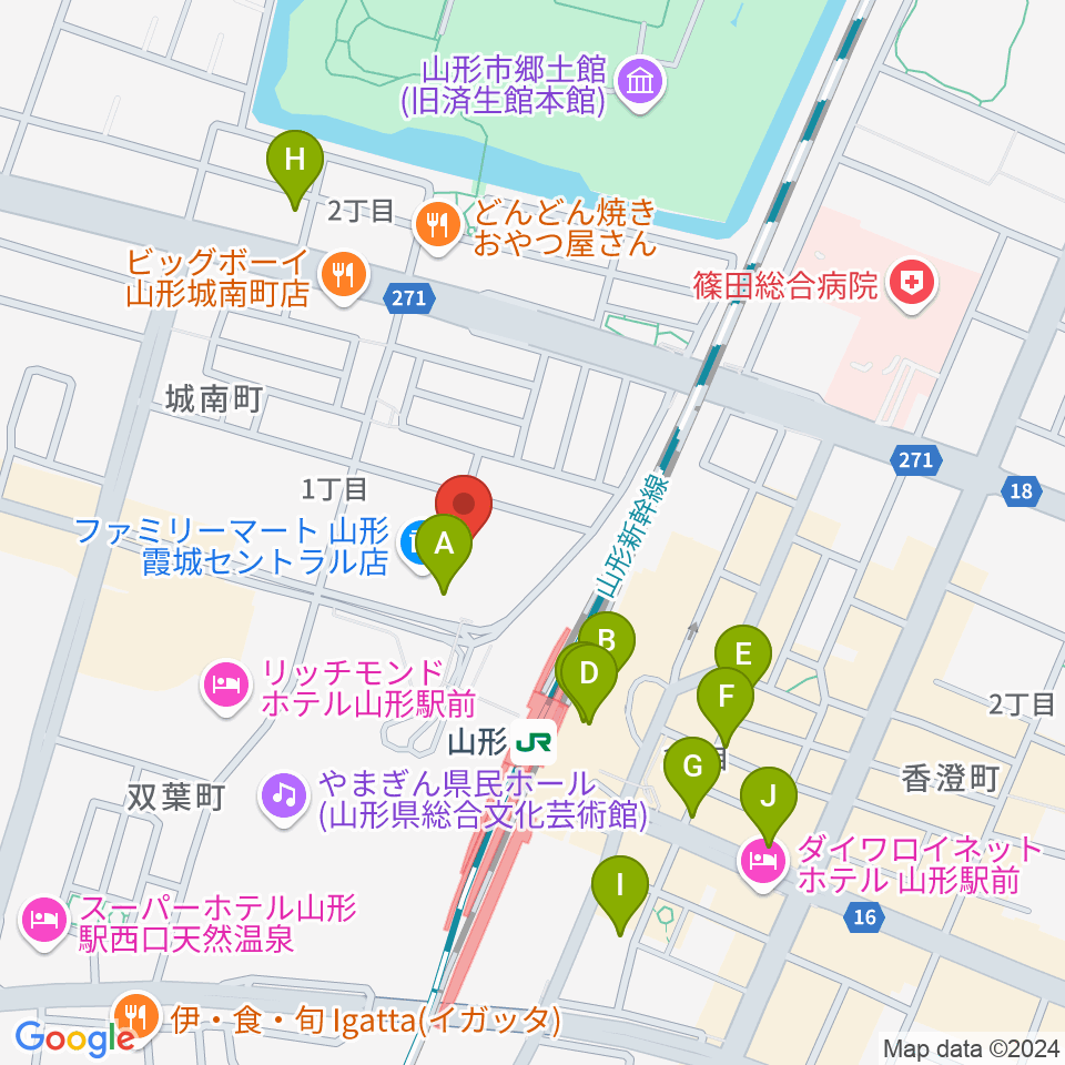 ソラリス山形周辺のカフェ一覧地図