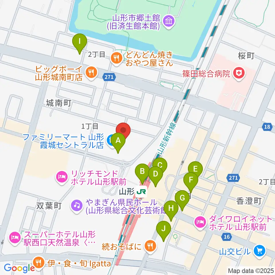 ソラリス山形周辺のカフェ一覧地図