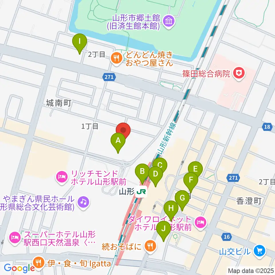 ソラリス山形周辺のカフェ一覧地図
