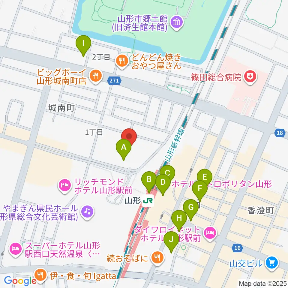 ソラリス山形周辺のカフェ一覧地図