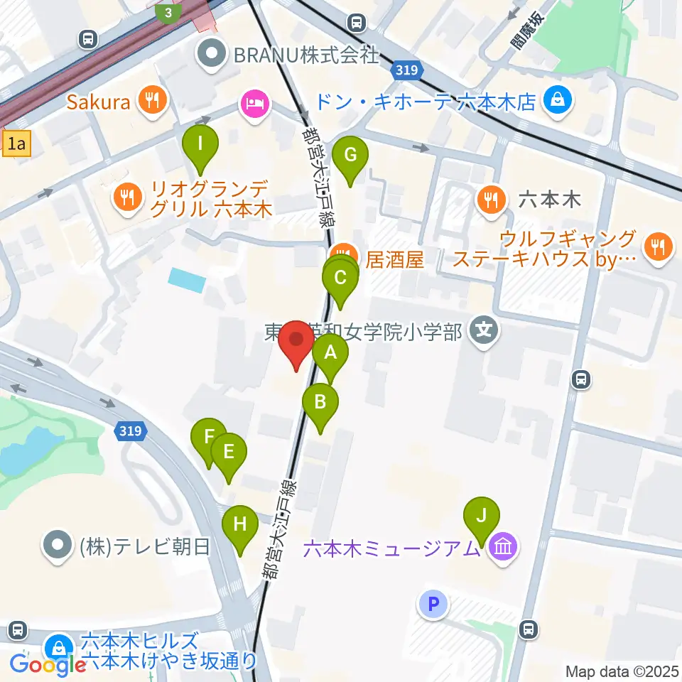 六本木トリコロールシアター周辺のカフェ一覧地図