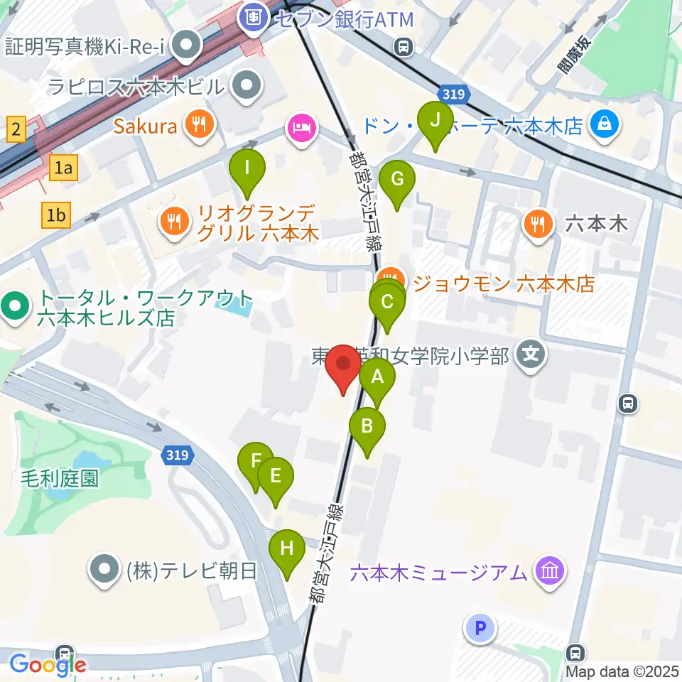 六本木トリコロールシアター周辺のカフェ一覧地図