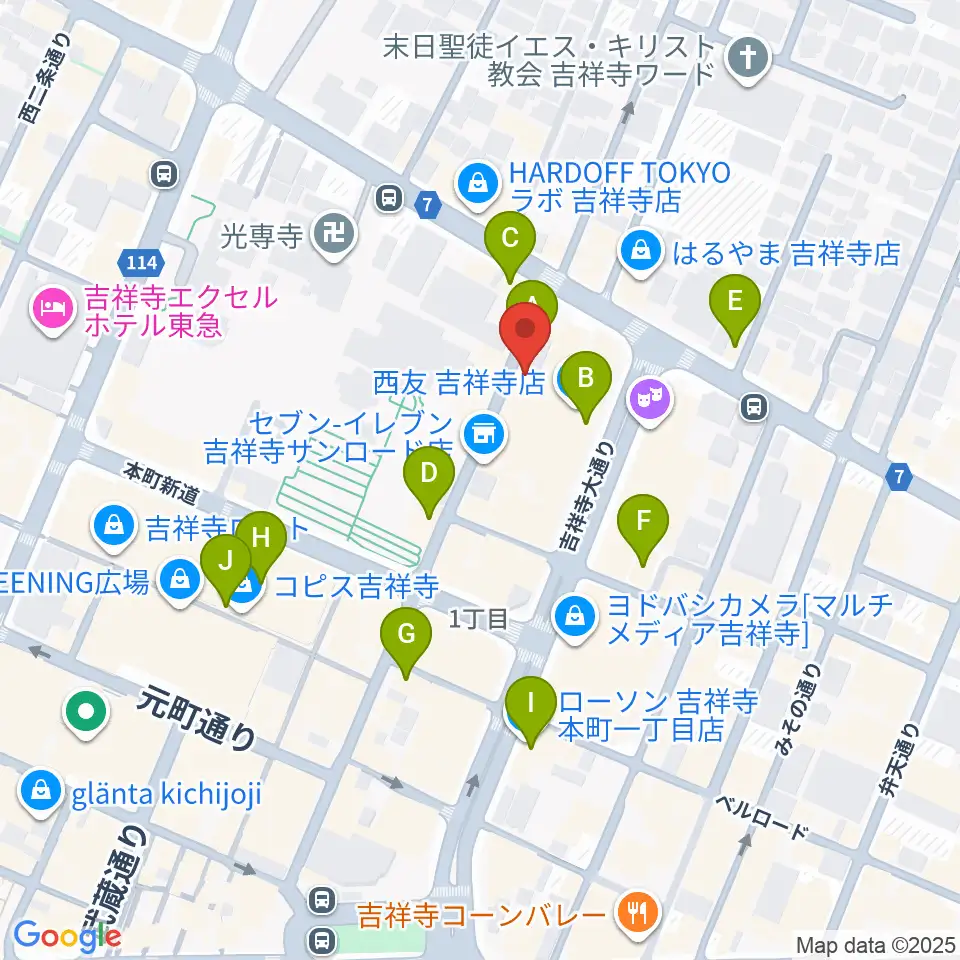 吉祥寺Mojo Cafe周辺のカフェ一覧地図