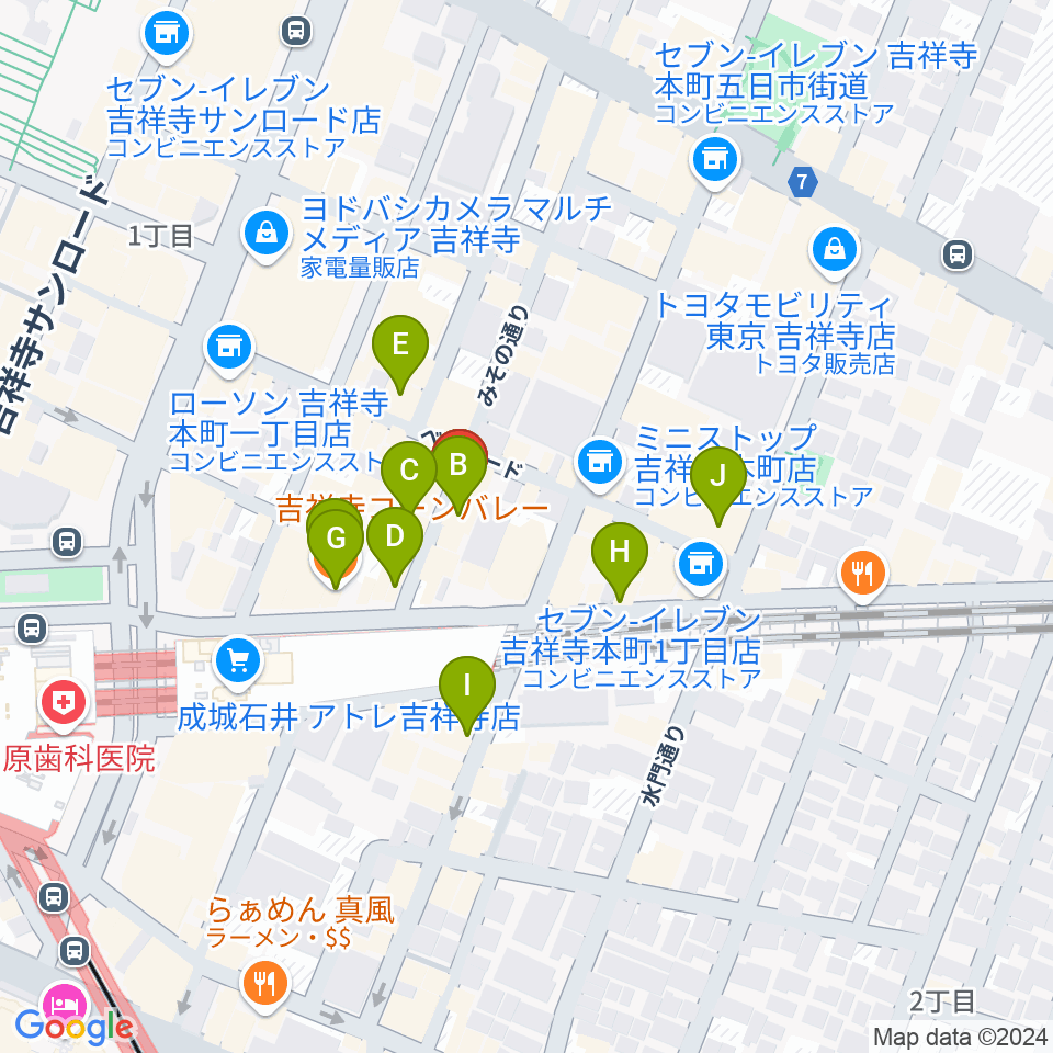 音吉！MEG周辺のカフェ一覧地図