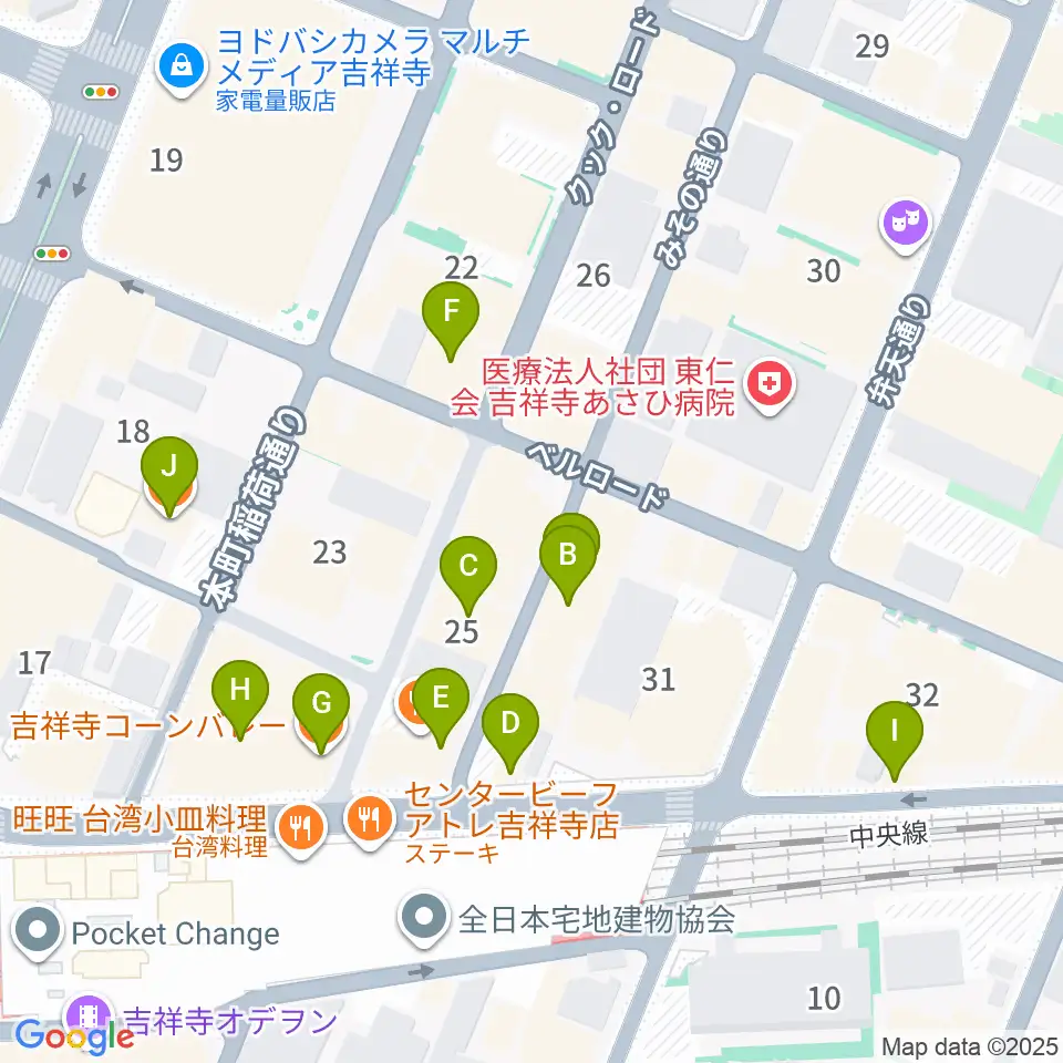 音吉！MEG周辺のカフェ一覧地図