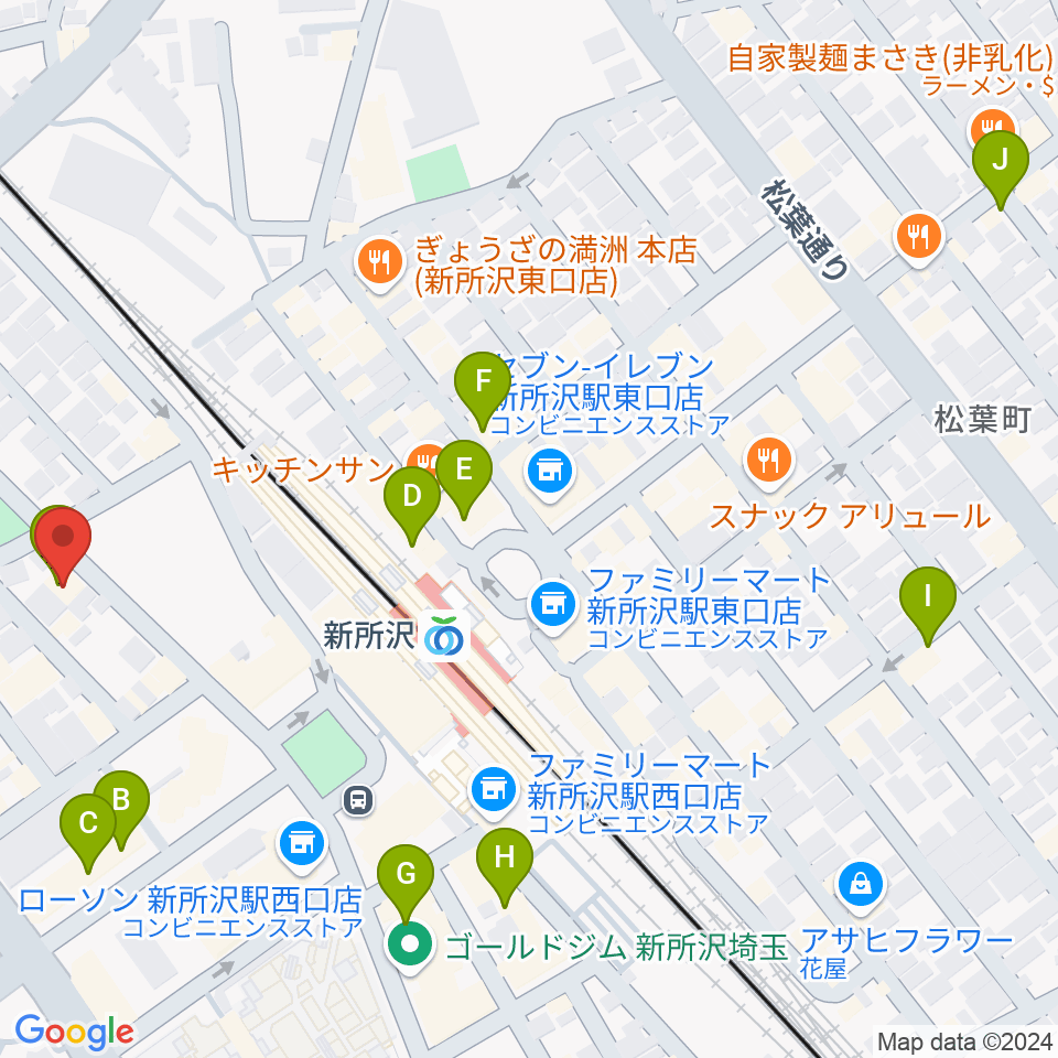 サワダ楽器修理工房周辺のカフェ一覧地図