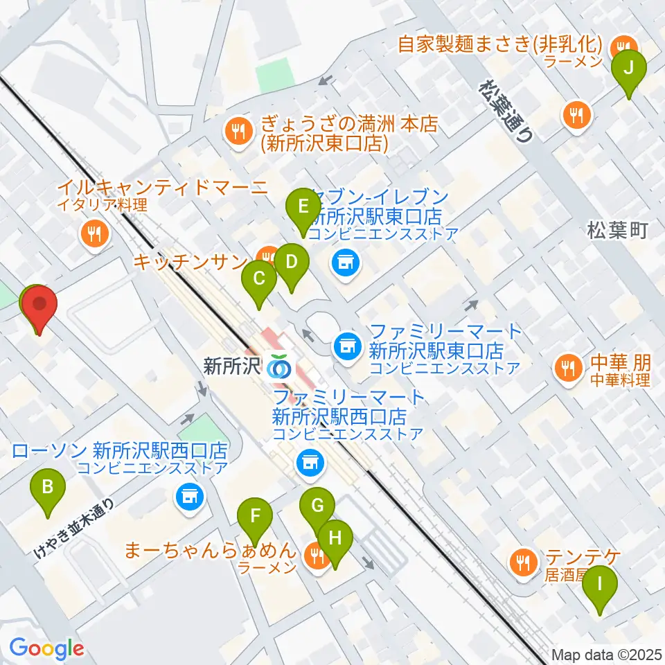 サワダ楽器修理工房周辺のカフェ一覧地図