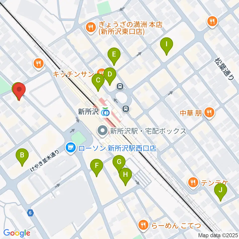 サワダ楽器修理工房周辺のカフェ一覧地図