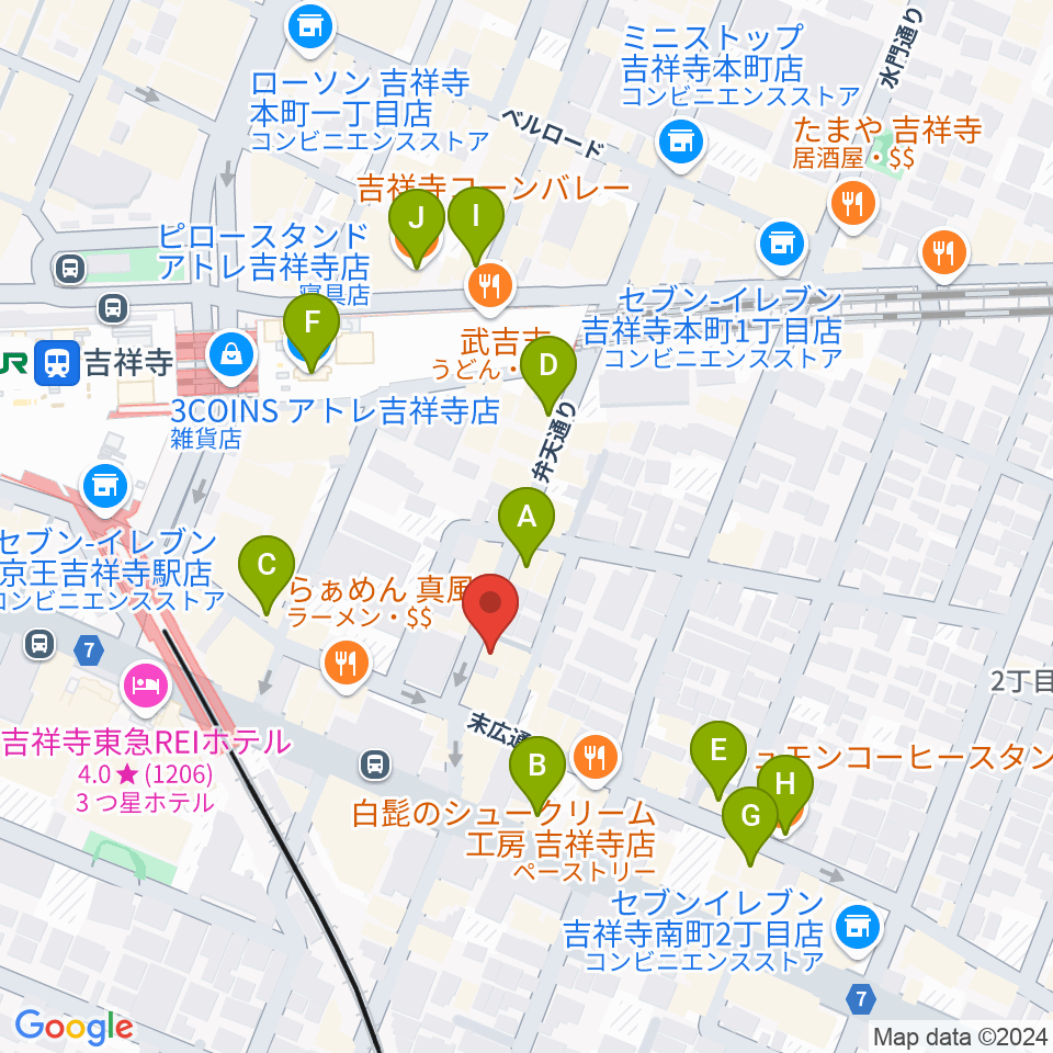 吉祥寺 南郷7丁目周辺のカフェ一覧地図