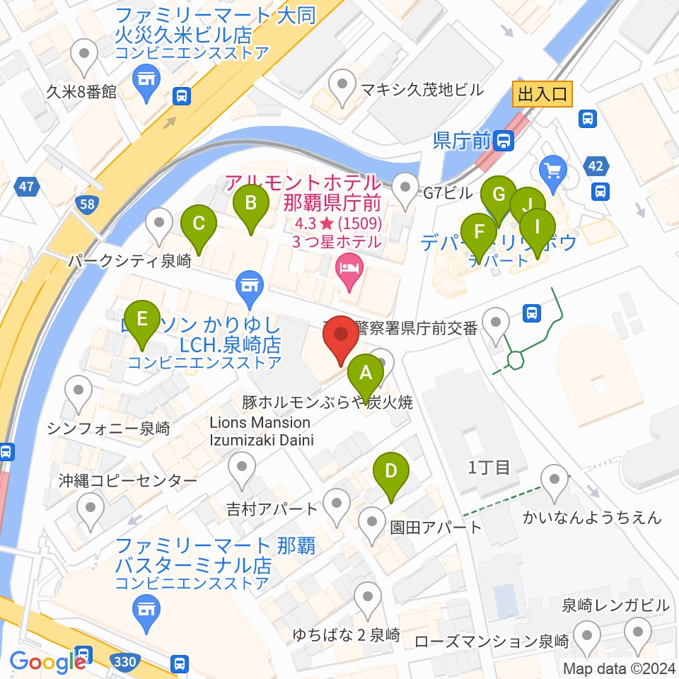 琉球新報ホール周辺のカフェ一覧地図