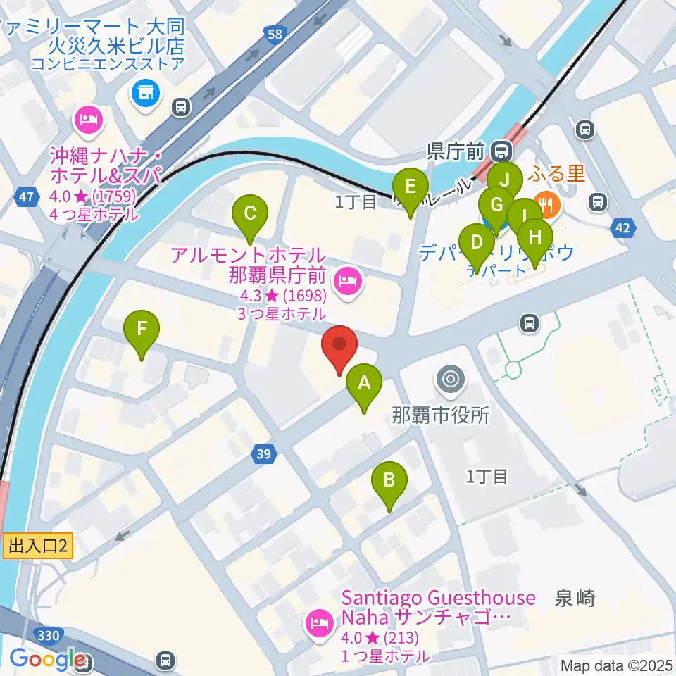 琉球新報ホール周辺のカフェ一覧地図