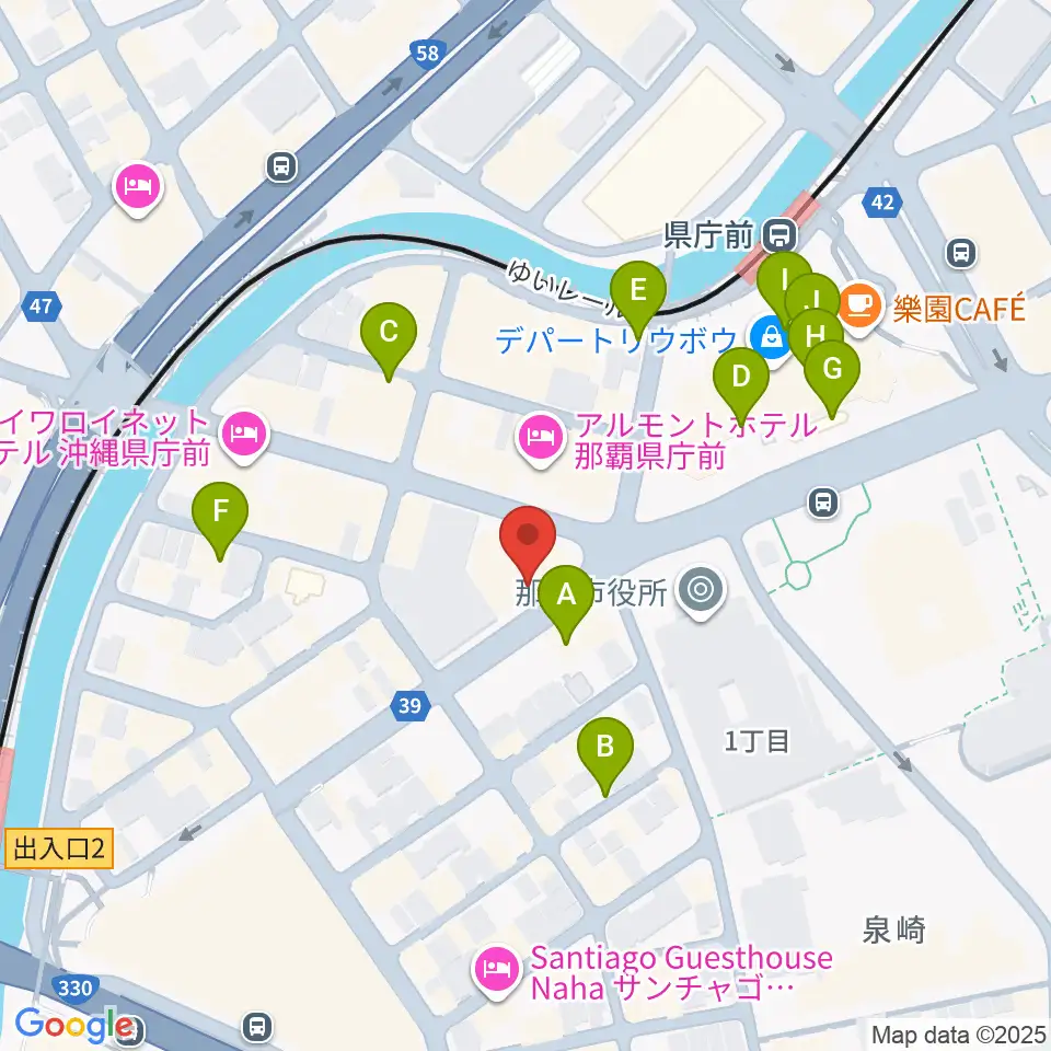 琉球新報ホール周辺のカフェ一覧地図