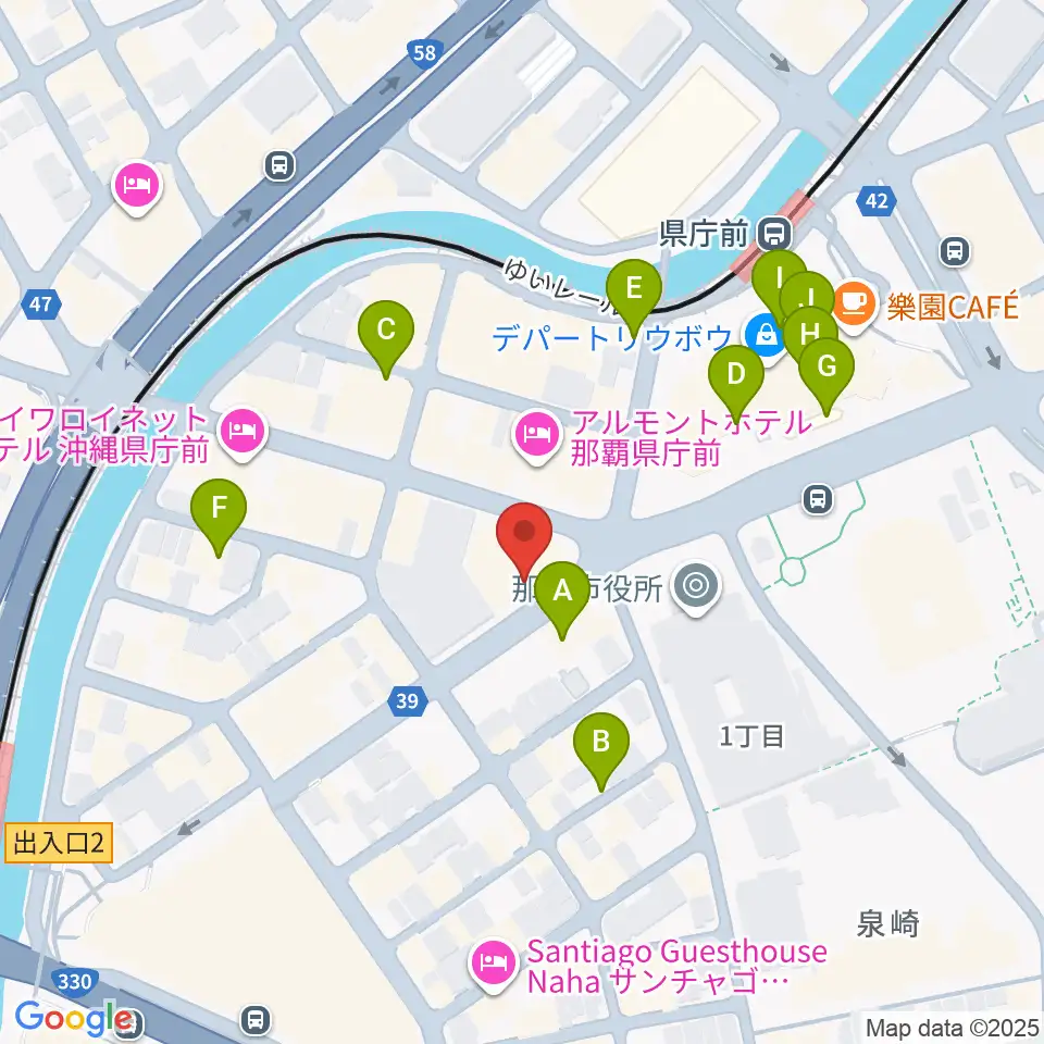 琉球新報ホール周辺のカフェ一覧地図