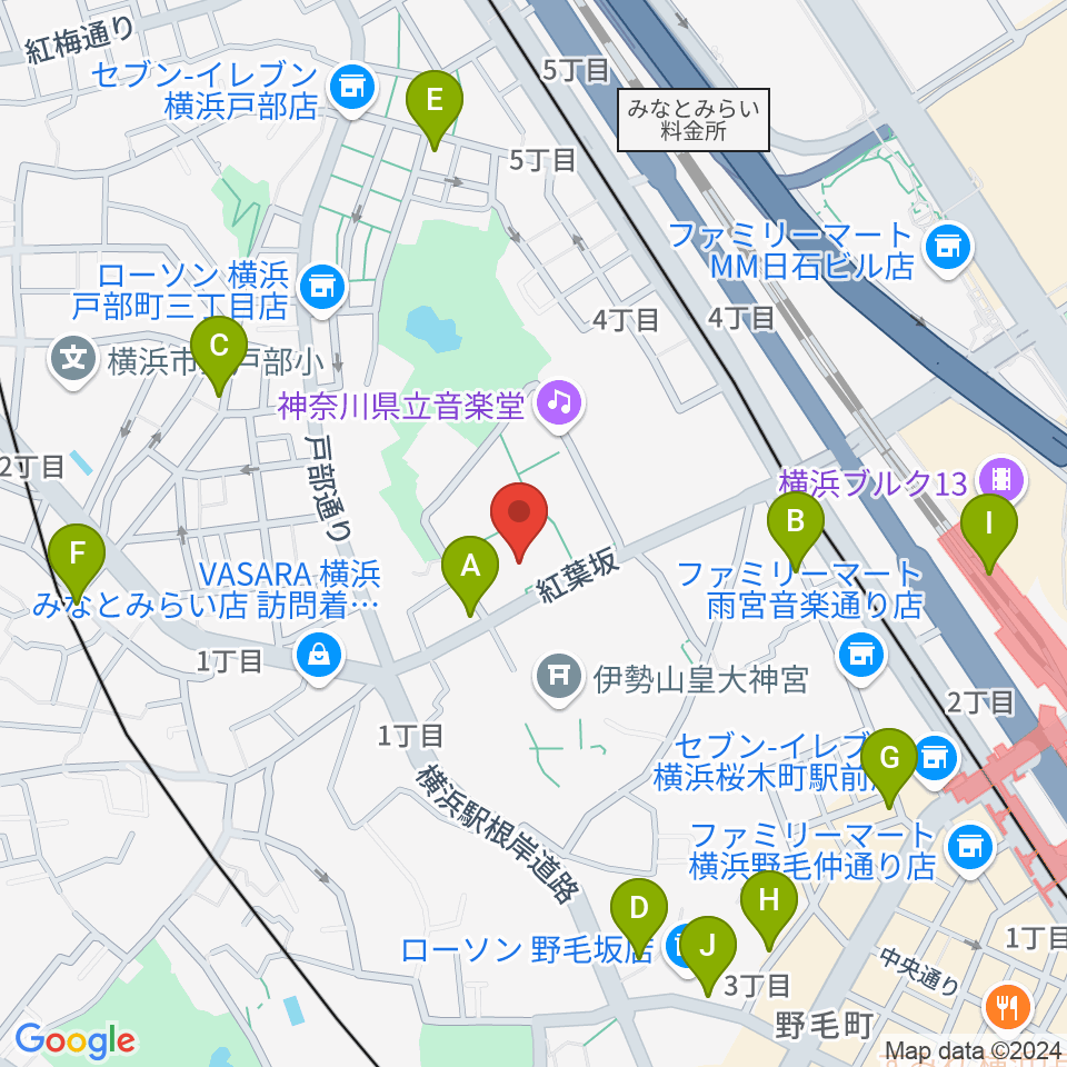 神奈川県立青少年センター周辺のカフェ一覧地図