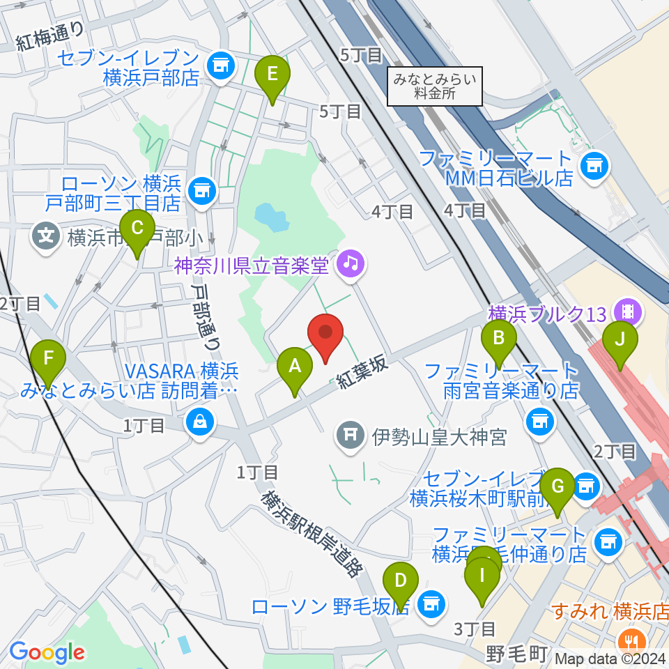 神奈川県立青少年センター周辺のカフェ一覧地図