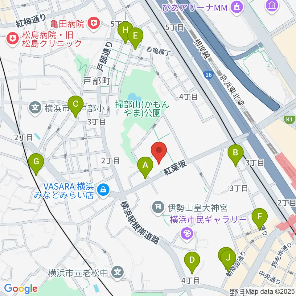 神奈川県立青少年センター周辺のカフェ一覧地図