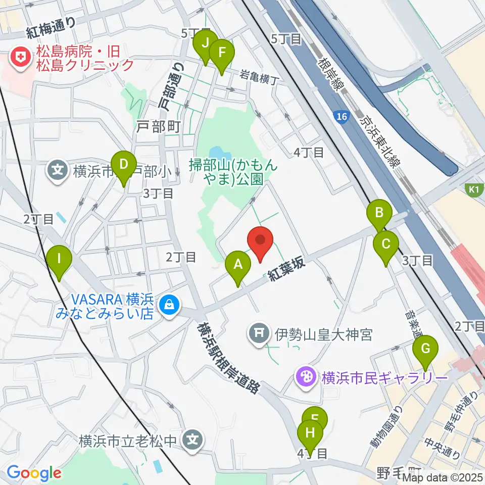 神奈川県立青少年センター周辺のカフェ一覧地図