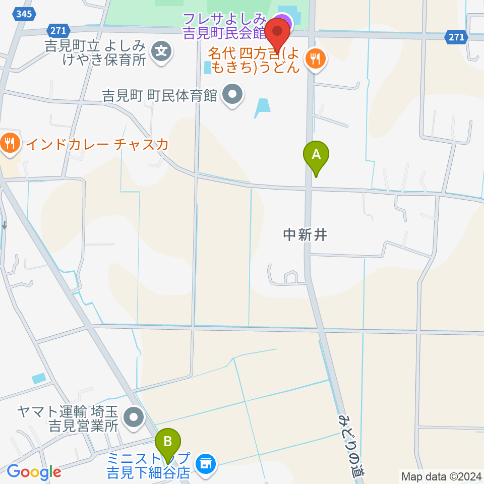 吉見町民会館（フレサよしみ）周辺のカフェ一覧地図