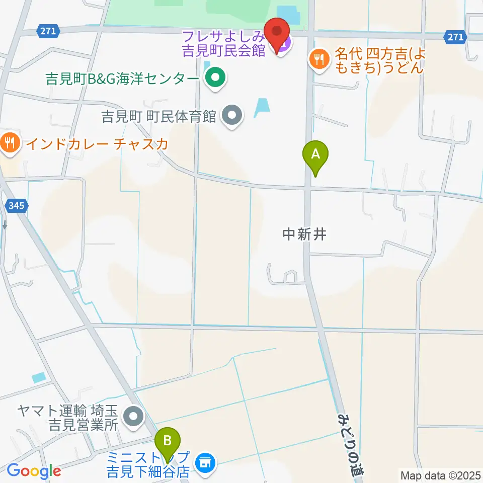 吉見町民会館(フレサよしみ)周辺のカフェ一覧地図