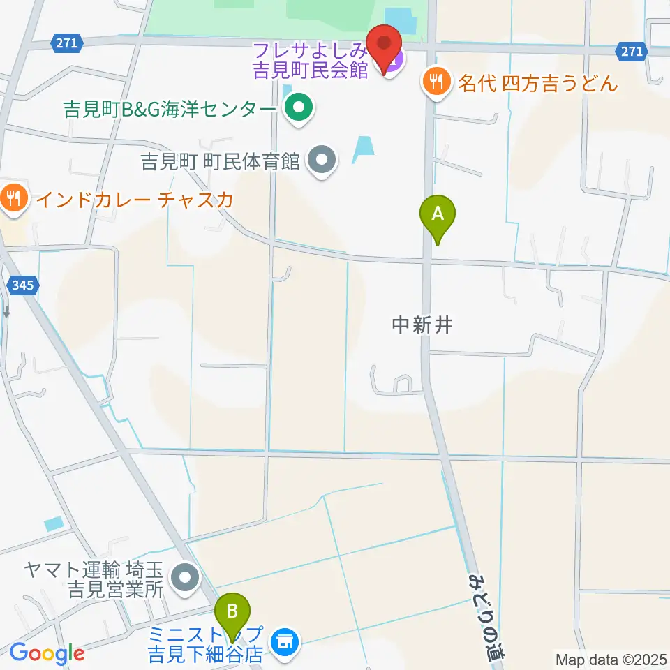 吉見町民会館(フレサよしみ)周辺のカフェ一覧地図
