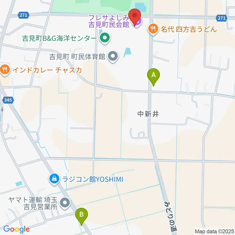 吉見町民会館(フレサよしみ)周辺のカフェ一覧地図
