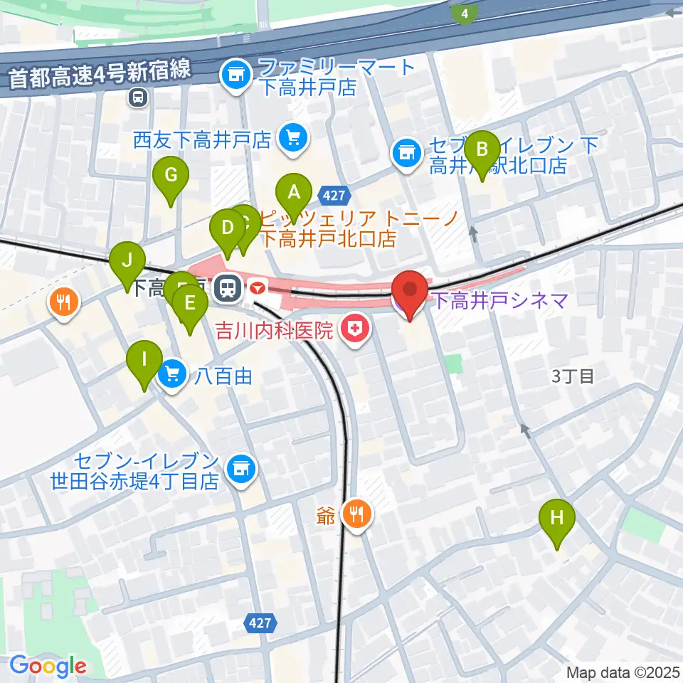 下高井戸シネマ周辺のカフェ一覧地図