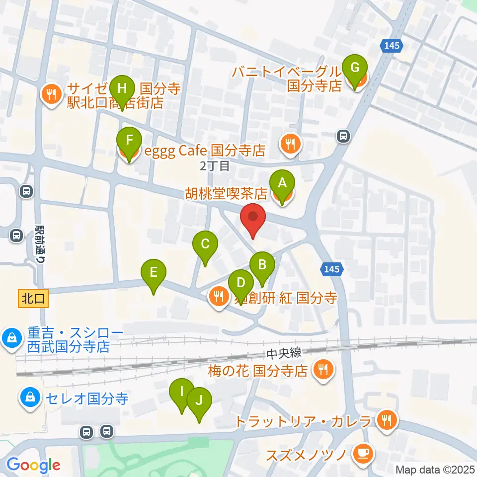 国分寺ART×JAZZ M's周辺のカフェ一覧地図