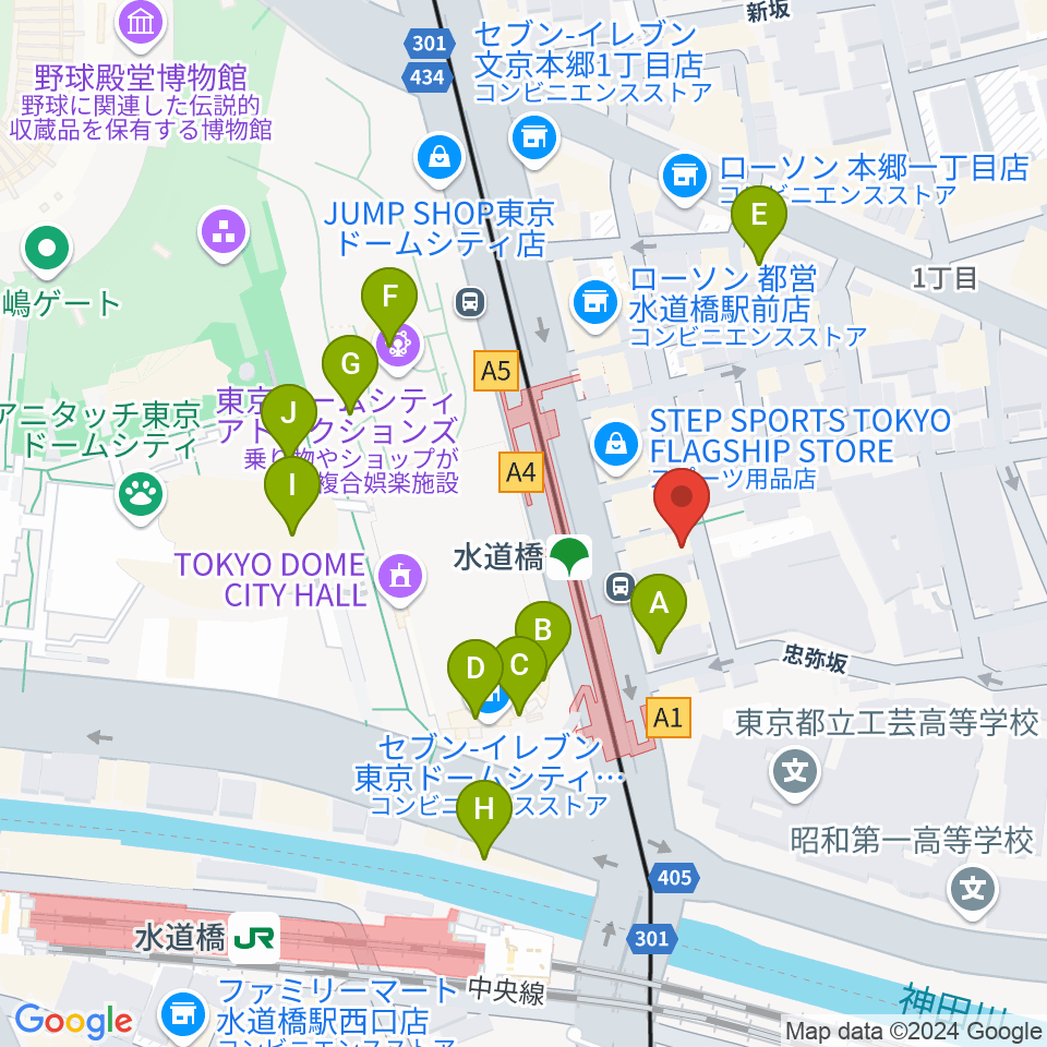 水道橋Ftarri周辺のカフェ一覧地図