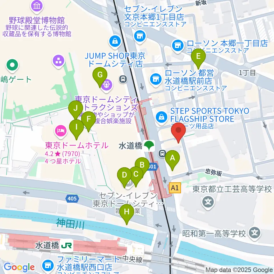 水道橋Ftarri周辺のカフェ一覧地図