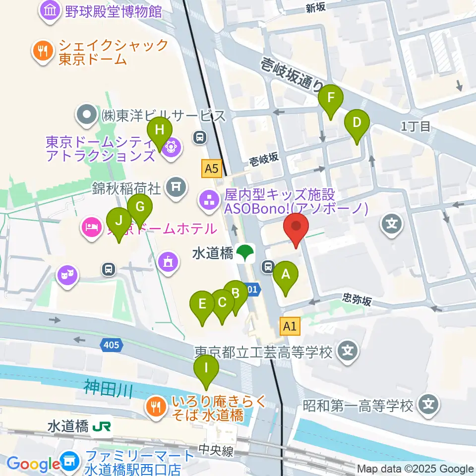 水道橋Ftarri周辺のカフェ一覧地図