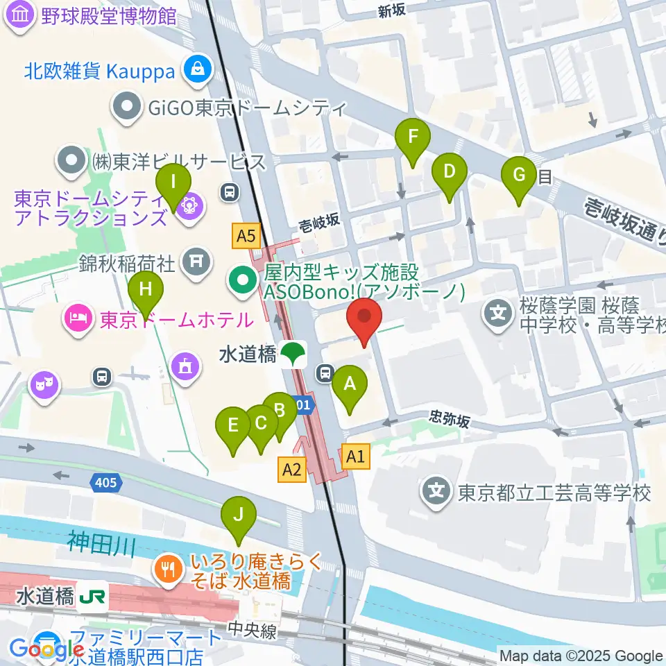 水道橋Ftarri周辺のカフェ一覧地図