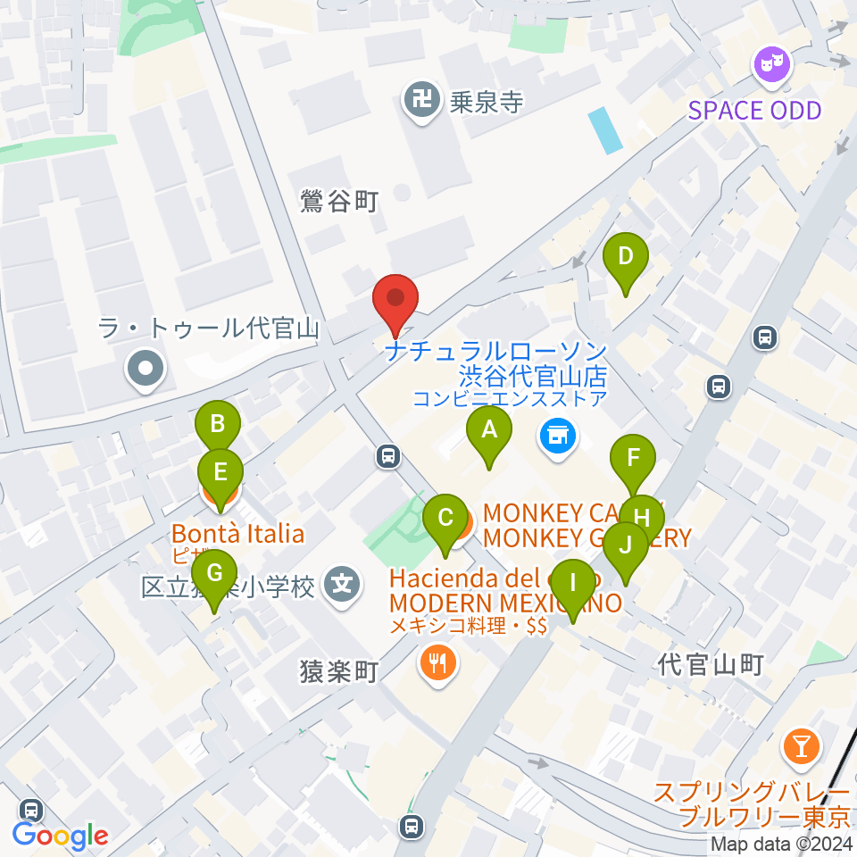 未来太鼓道場 みらい代官山スタジオ周辺のカフェ一覧地図