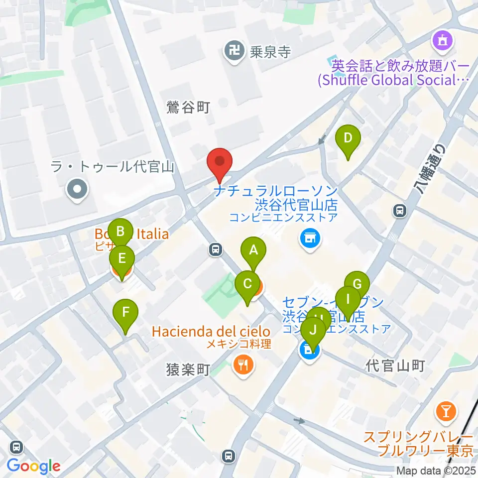未来太鼓道場 みらい代官山スタジオ周辺のカフェ一覧地図