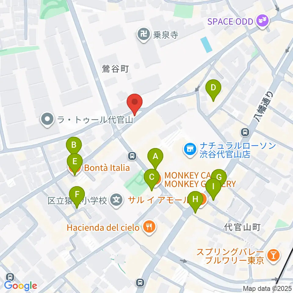 未来太鼓道場 みらい代官山スタジオ周辺のカフェ一覧地図