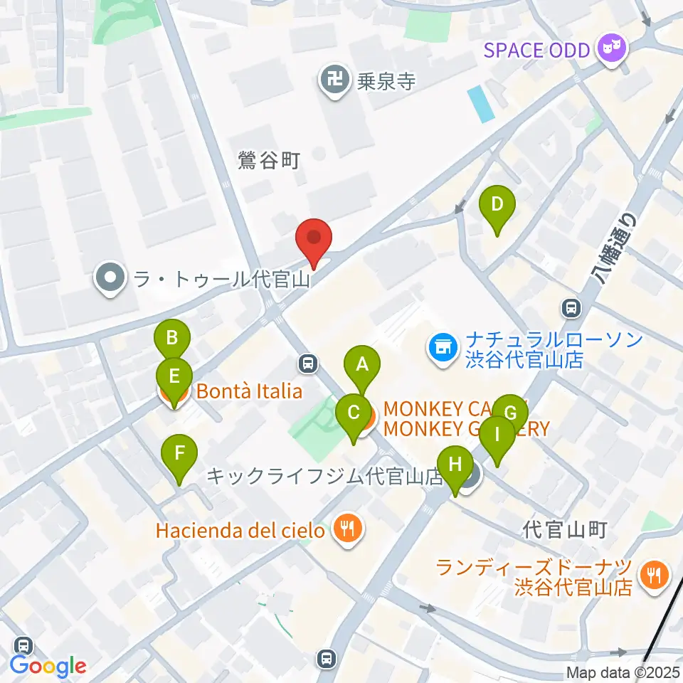 未来太鼓道場 みらい代官山スタジオ周辺のカフェ一覧地図