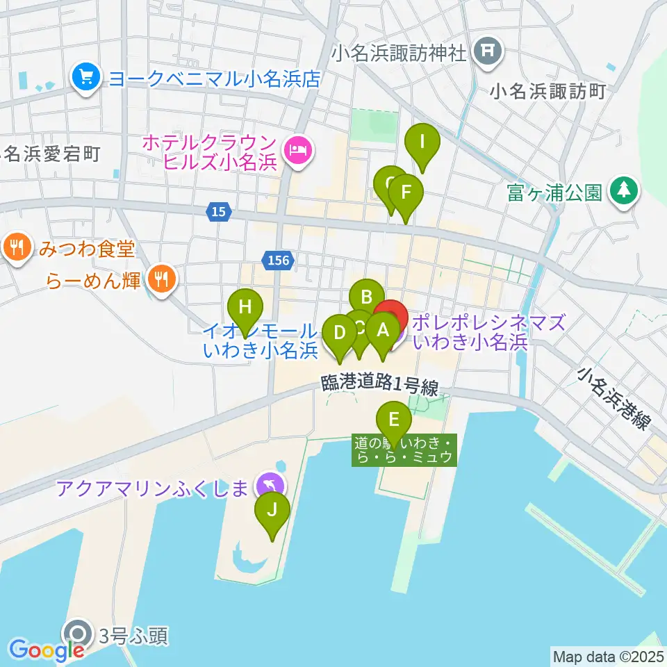 ポレポレシネマズいわき小名浜周辺のカフェ一覧地図