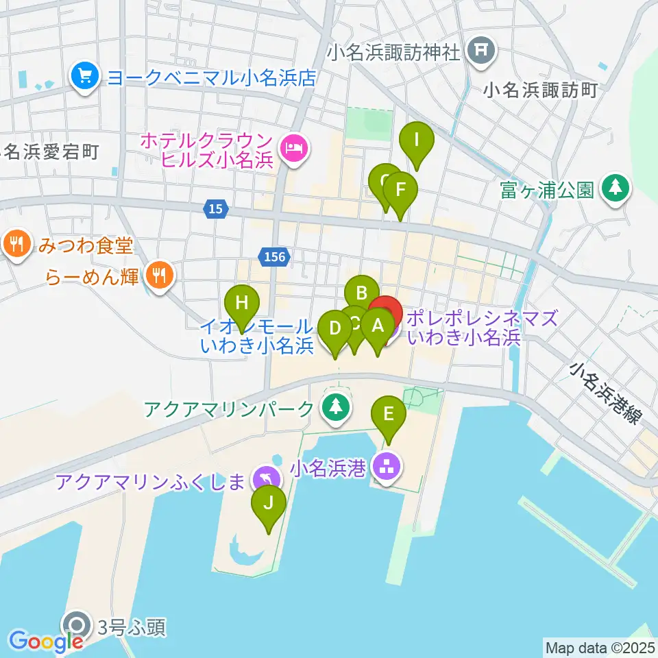 ポレポレシネマズいわき小名浜周辺のカフェ一覧地図