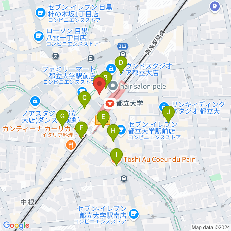 カワイ音楽教室 都立大学センター周辺のカフェ一覧地図