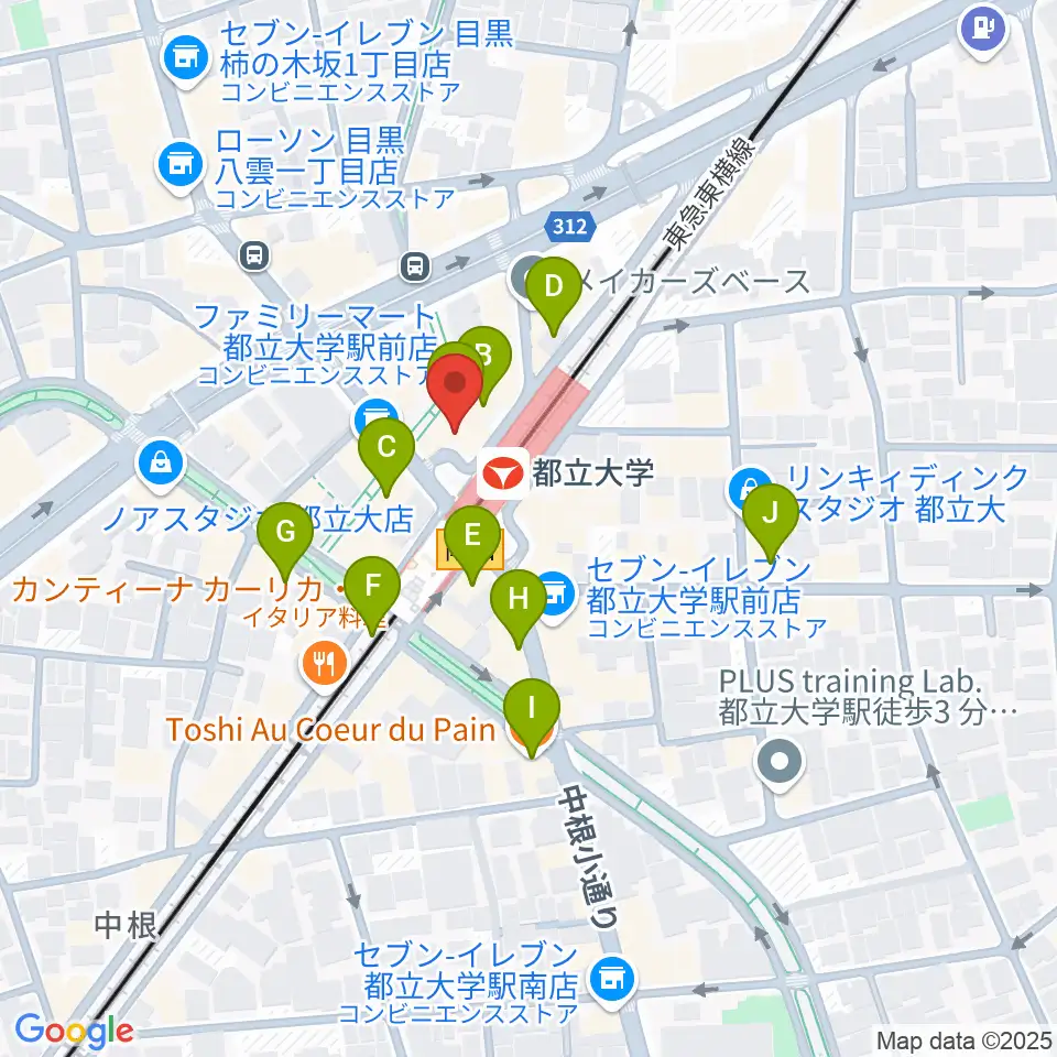 カワイ音楽教室 都立大学センター周辺のカフェ一覧地図