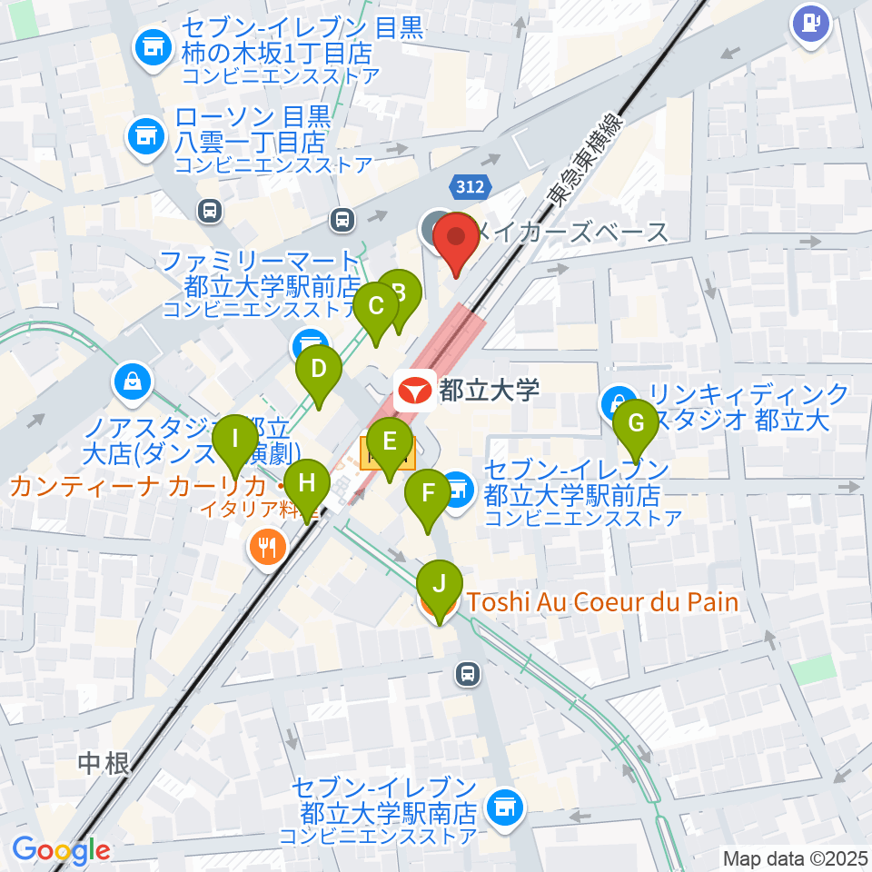 都立大学イーハトーブ周辺のカフェ一覧地図