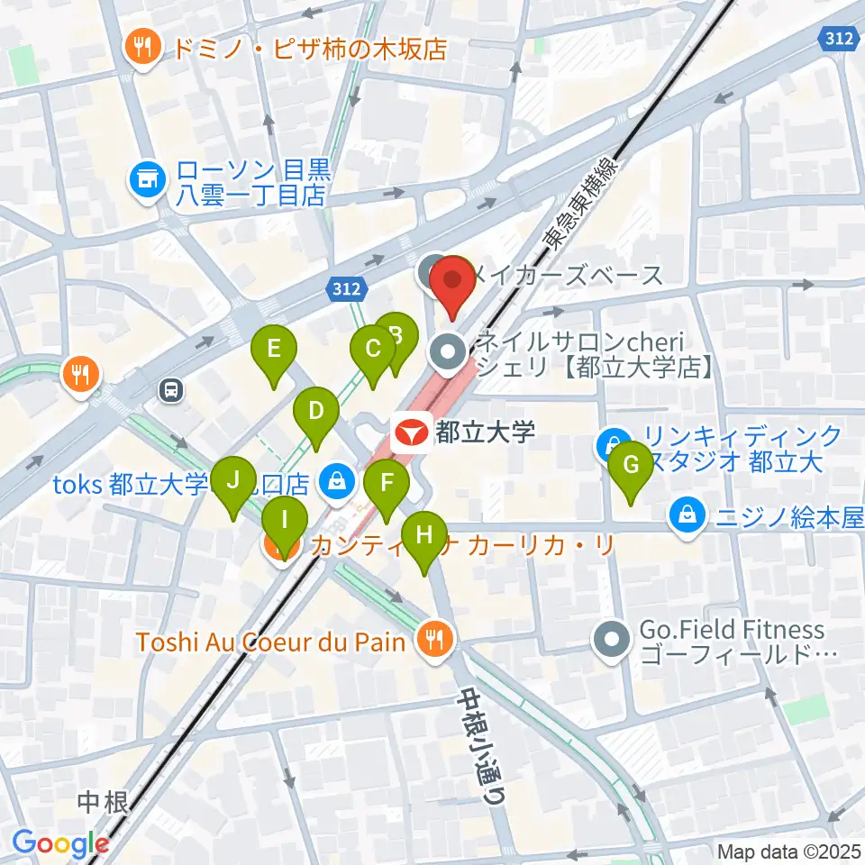 都立大学イーハトーブ周辺のカフェ一覧地図