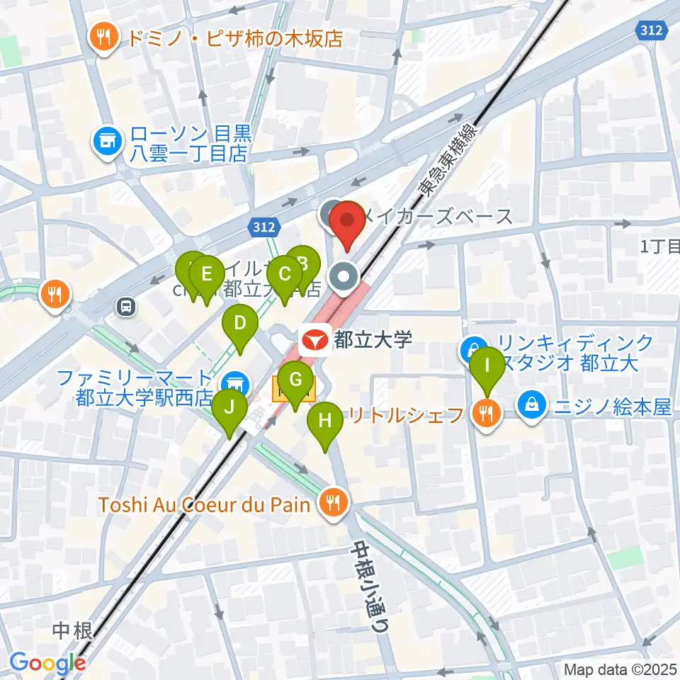 都立大学イーハトーブ周辺のカフェ一覧地図