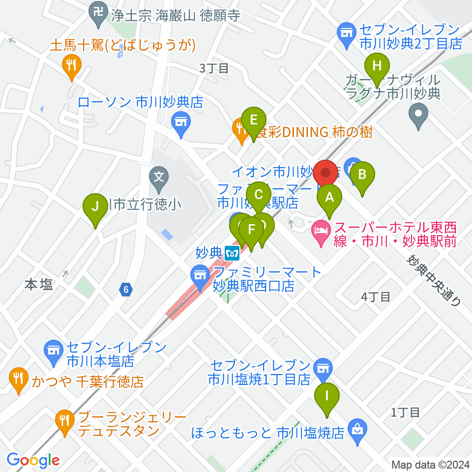 イオンシネマ市川妙典周辺のカフェ一覧地図