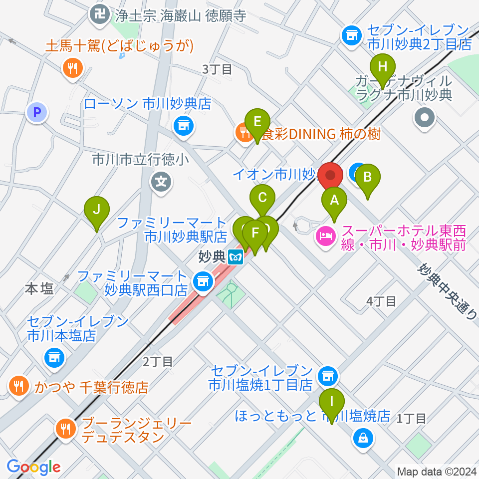 イオンシネマ市川妙典周辺のカフェ一覧地図